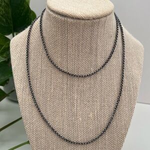 Rare Pandora Oxidized Silver Long Cable Chain Necklace, 925